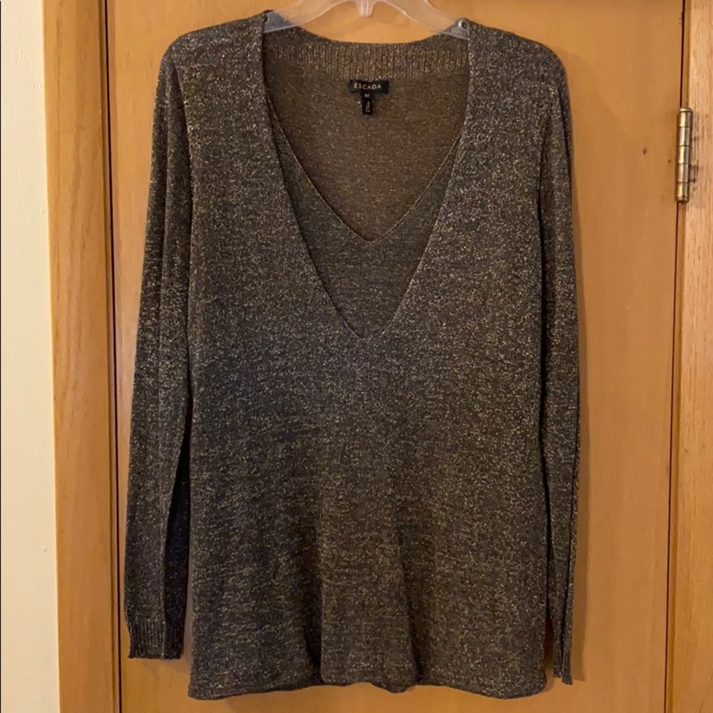Escada Sumaira Double Layered Tunic Top Metallic M - Picture 2 of 8